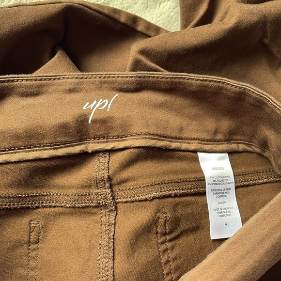 Up! Pants Brown Slim Fit Stretch Trousers | 69% Cotton | Pull-On Mid Rise Pants - Picture 6 of 7